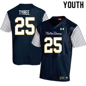 Notre Dame Fighting Irish Youth Chris Tyree #25 Navy Under Armour Alternate Authentic Stitched College NCAA Football Jersey APV2399OJ